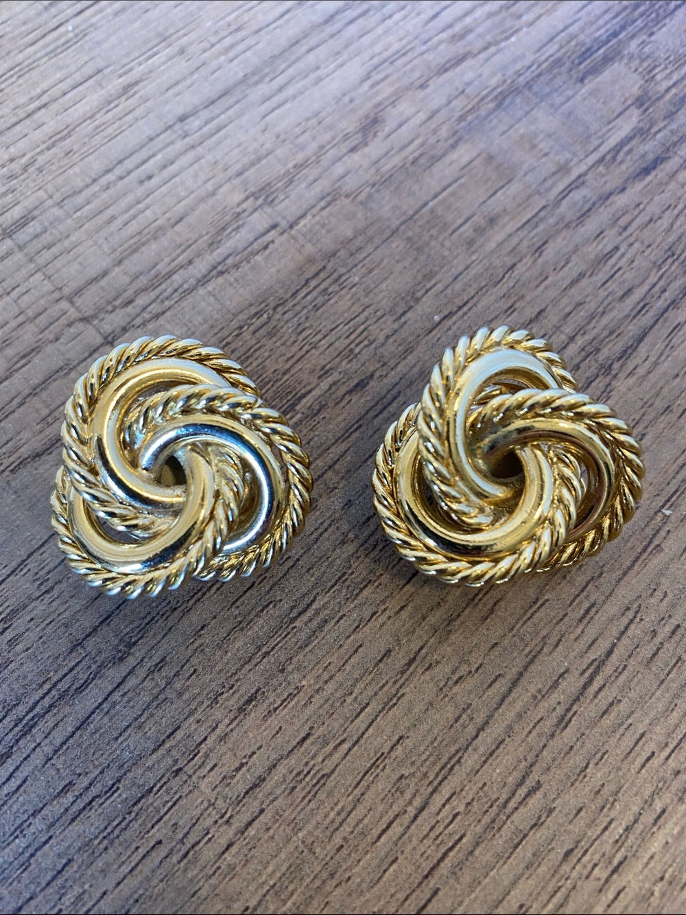 Givenchy Paris Vintage Gold Metal Knot Clip On Earrings